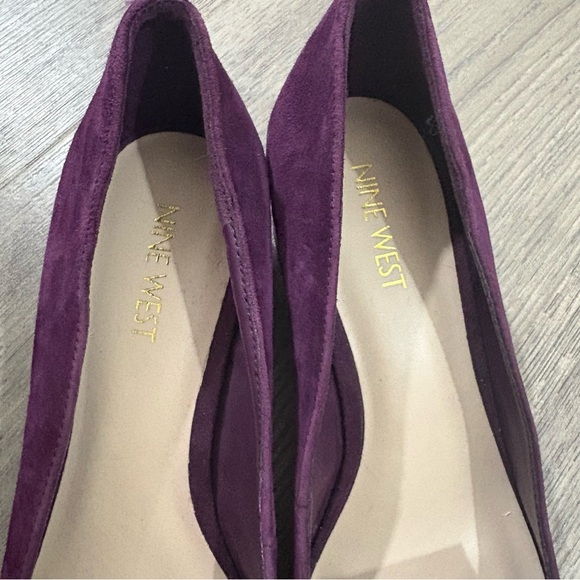 Nine West Wine Purple Suede Block Heel Loafer Sz 8 Fringe Studded NEW Classic - Picture 5 of 9